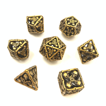 Skull & Bones Antique Hollow Gold 16mm 7 piece set
